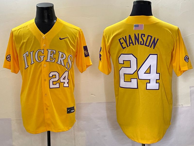 Men 2025 LSU Tigers #24 Eyanson Yellow Joint Name Nike NCAA Jersey style 6->ncaa teams->NCAA Jersey